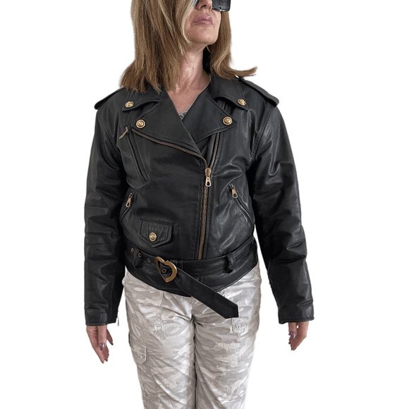 Auc Versace Leather Bomber Black Jacket - Picture 5 of 17